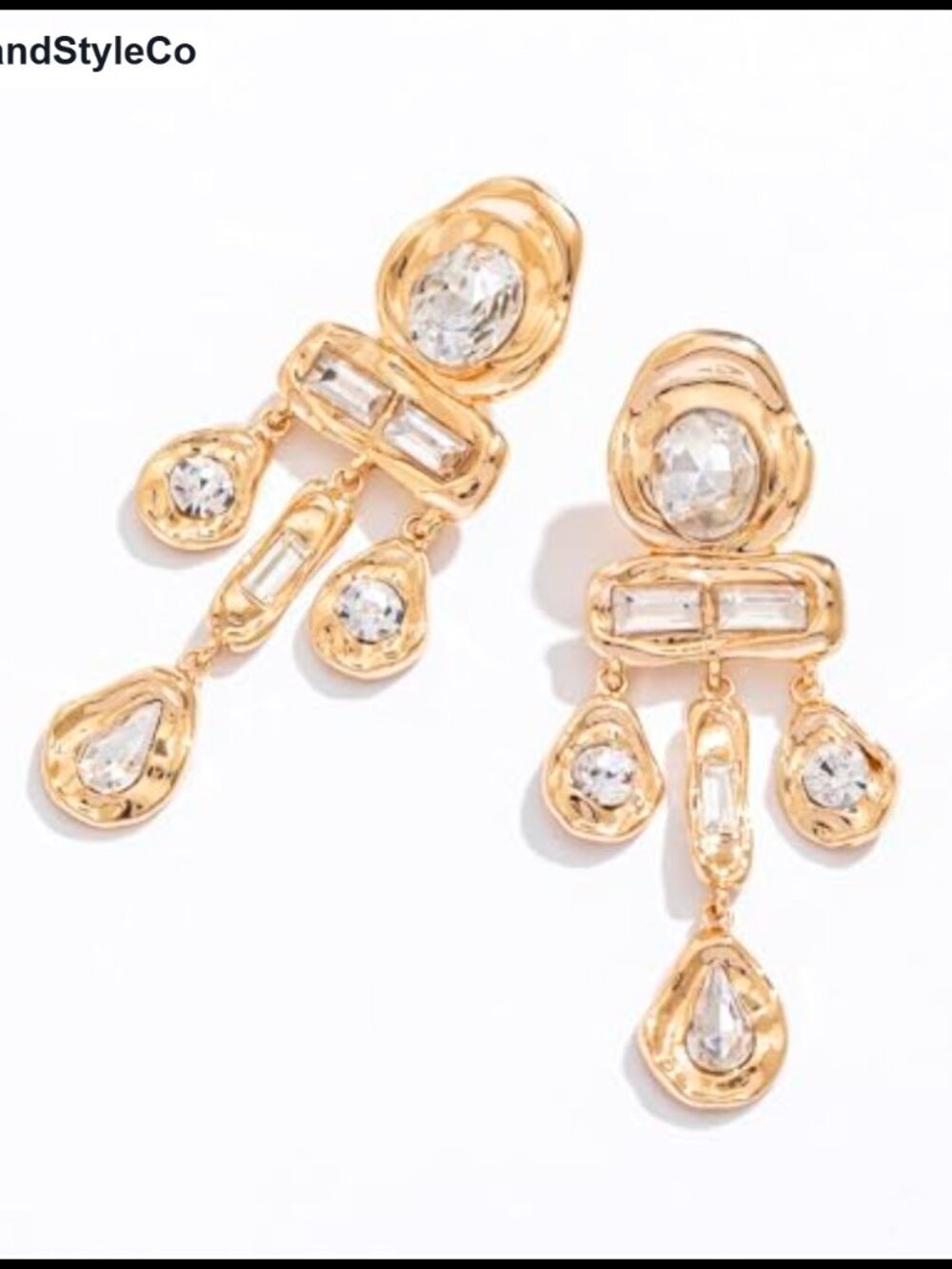 Gold-Tone Crystal Drop Dangle Earrings | Women's Jewelry | Lightweight - Picture 5 of 6